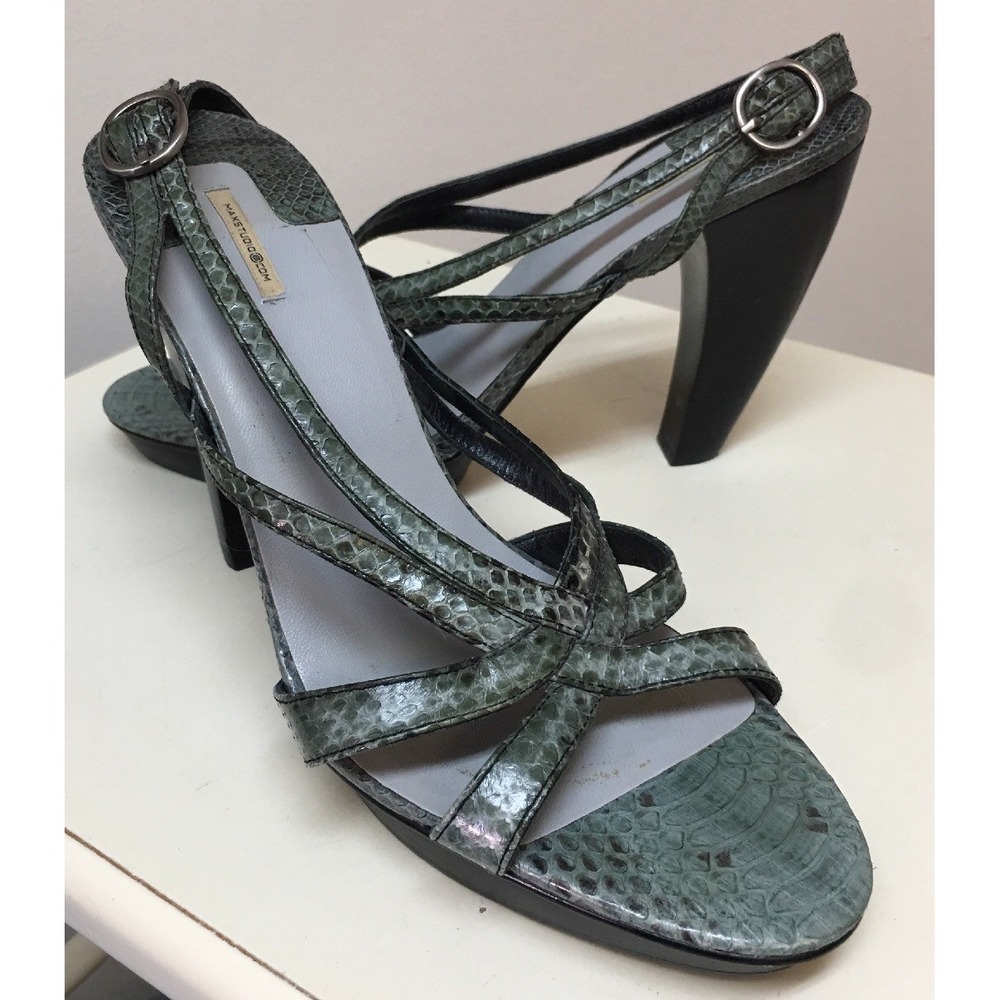 Max Studio Sandal Size 9 Snakeskin Open Toe Pump Heel Platform Curved Beautiful